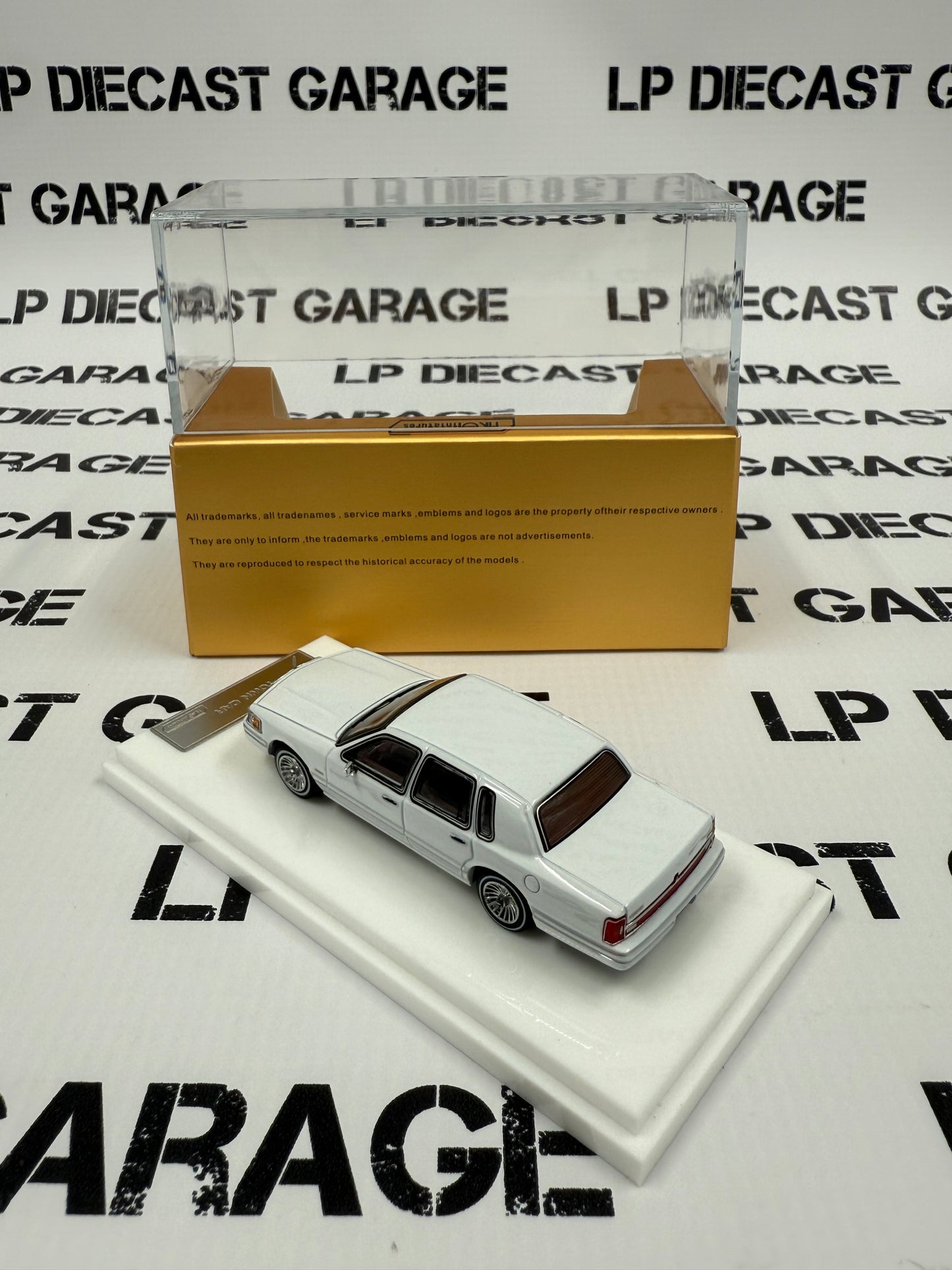 MK Miniatures 1992 Lincoln Town Car Luxury White 1:64 Diecast