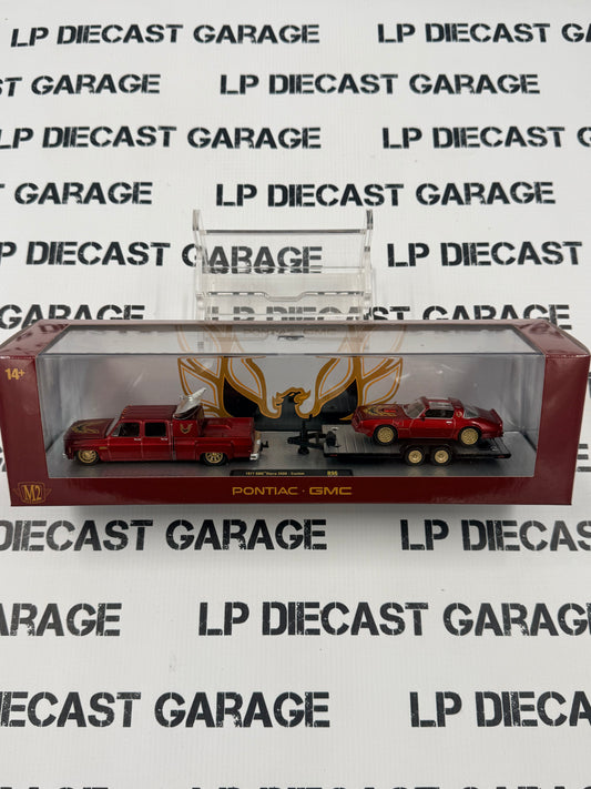 M2 Haulers 1977 GMC Sierra 3500 & Pontiac Firebird Red 1:64 Diecast