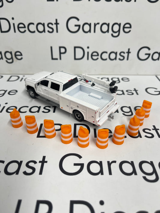 3D Printed Customs Set of 10 Traffic Drums for 1:64 Diecast Construction