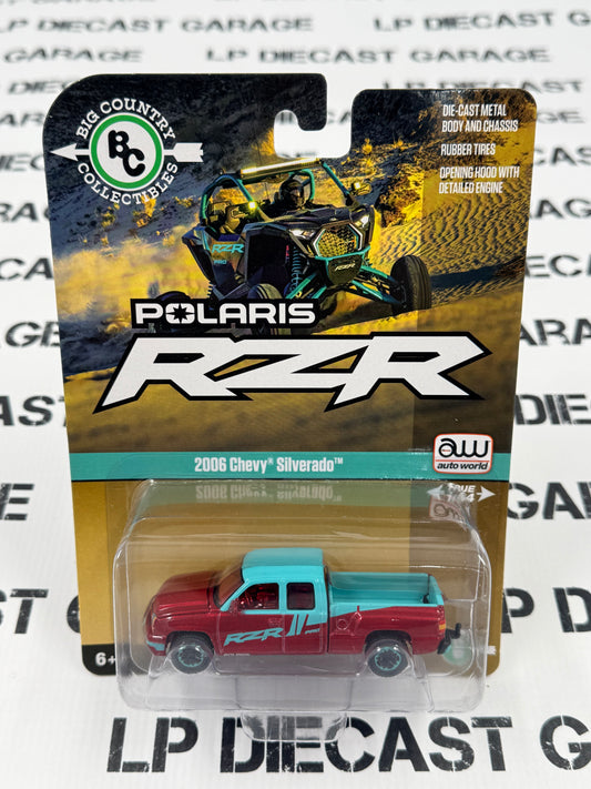 ULTRA RED CHASE AUTO WORLD 2006 Chevy Silverado Polaris RZR 1:64 Diecast Big Country