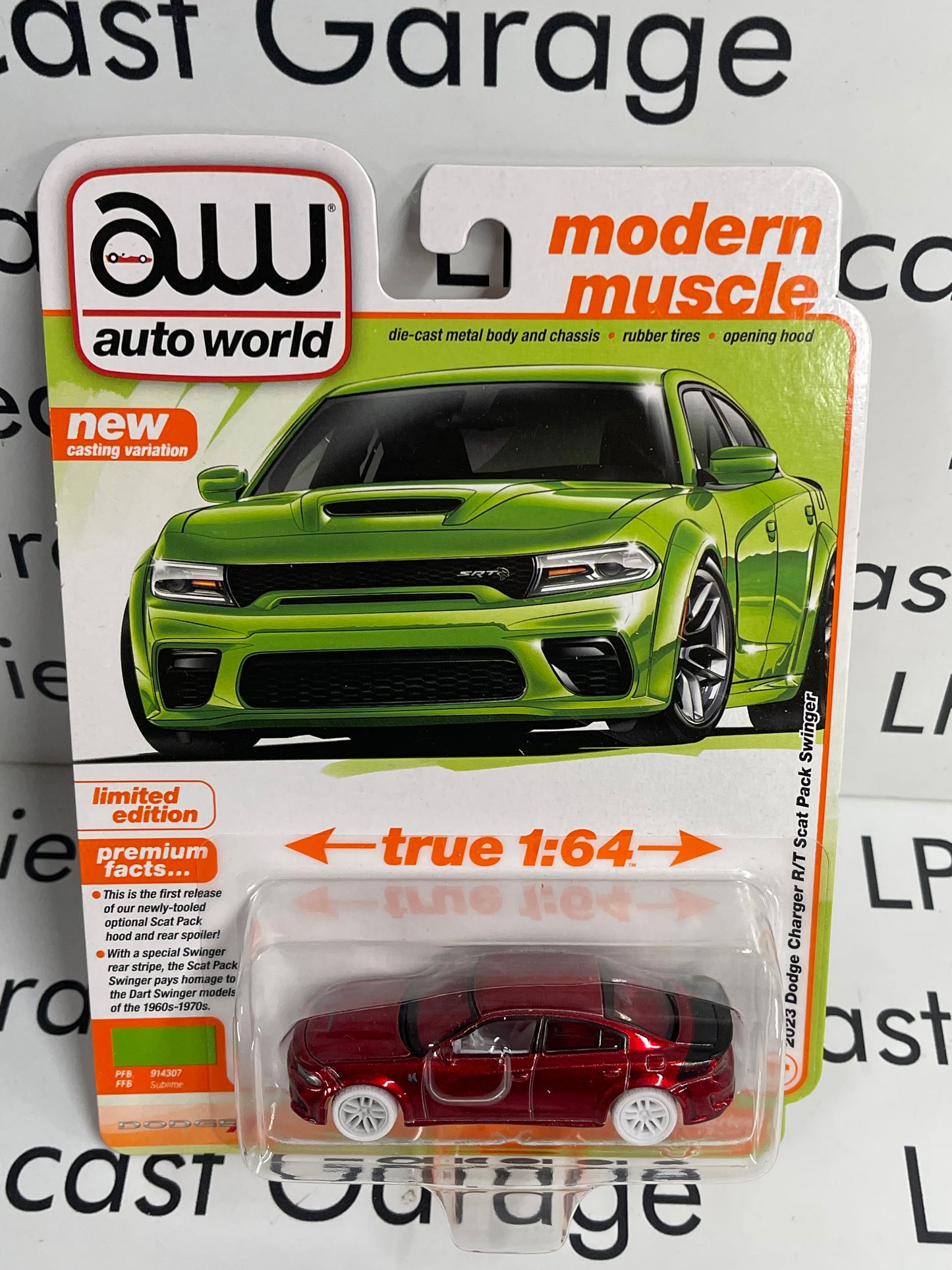 ULTRA RED CHASE AUTO WORLD 2023 Dodge Charger R/T Scat Pack Sublime 1:64 Diecast Modern Muscle