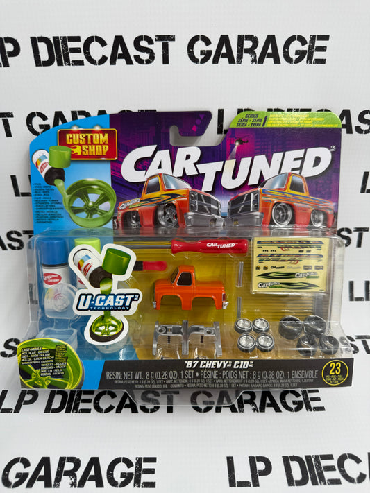 CARTUNED '87 Chevy C10 Orange Custom Shop 1:64 Diecast Series 1