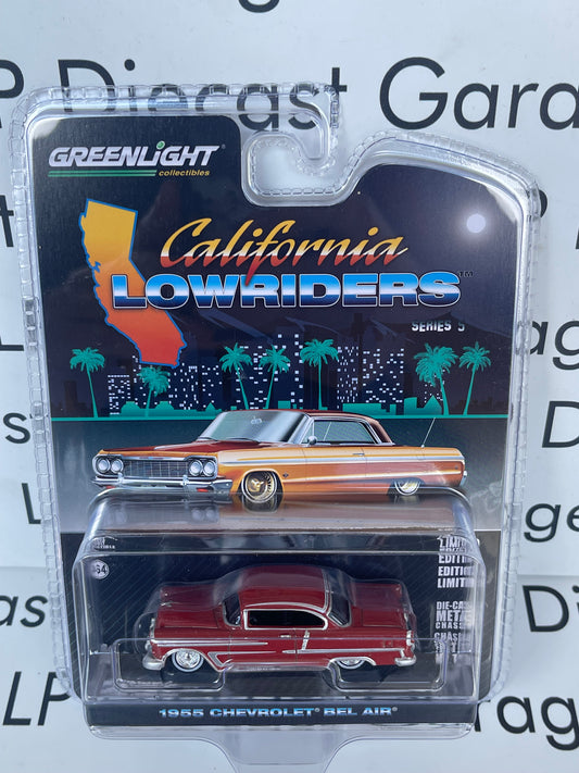 GREENLIGHT 1955 Chevrolet Bel Air Maroon 1:64 Diecast California Lowriders