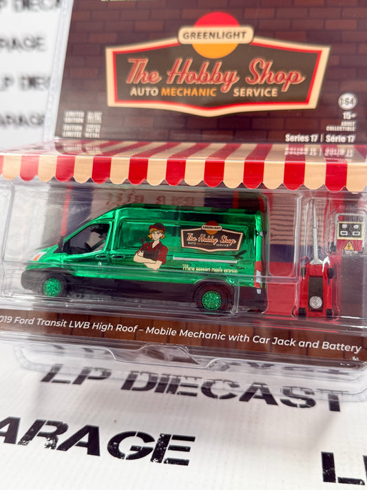 CHASE GREENLIGHT 2019 Ford Transit LWB Mobile Mechanic 1:64 Diecast Hobby Shop