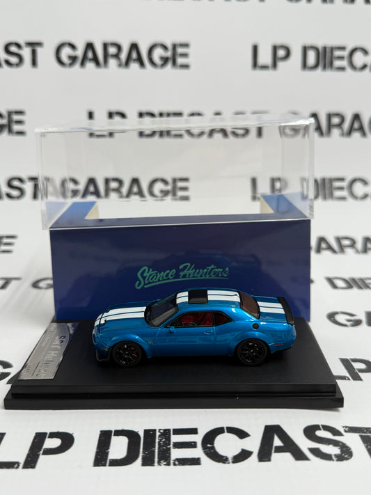 STANCE HUNTERS 2023 Dodge Challenger SRT Hellcat Blue w/White Stripes 1:64 Diecast