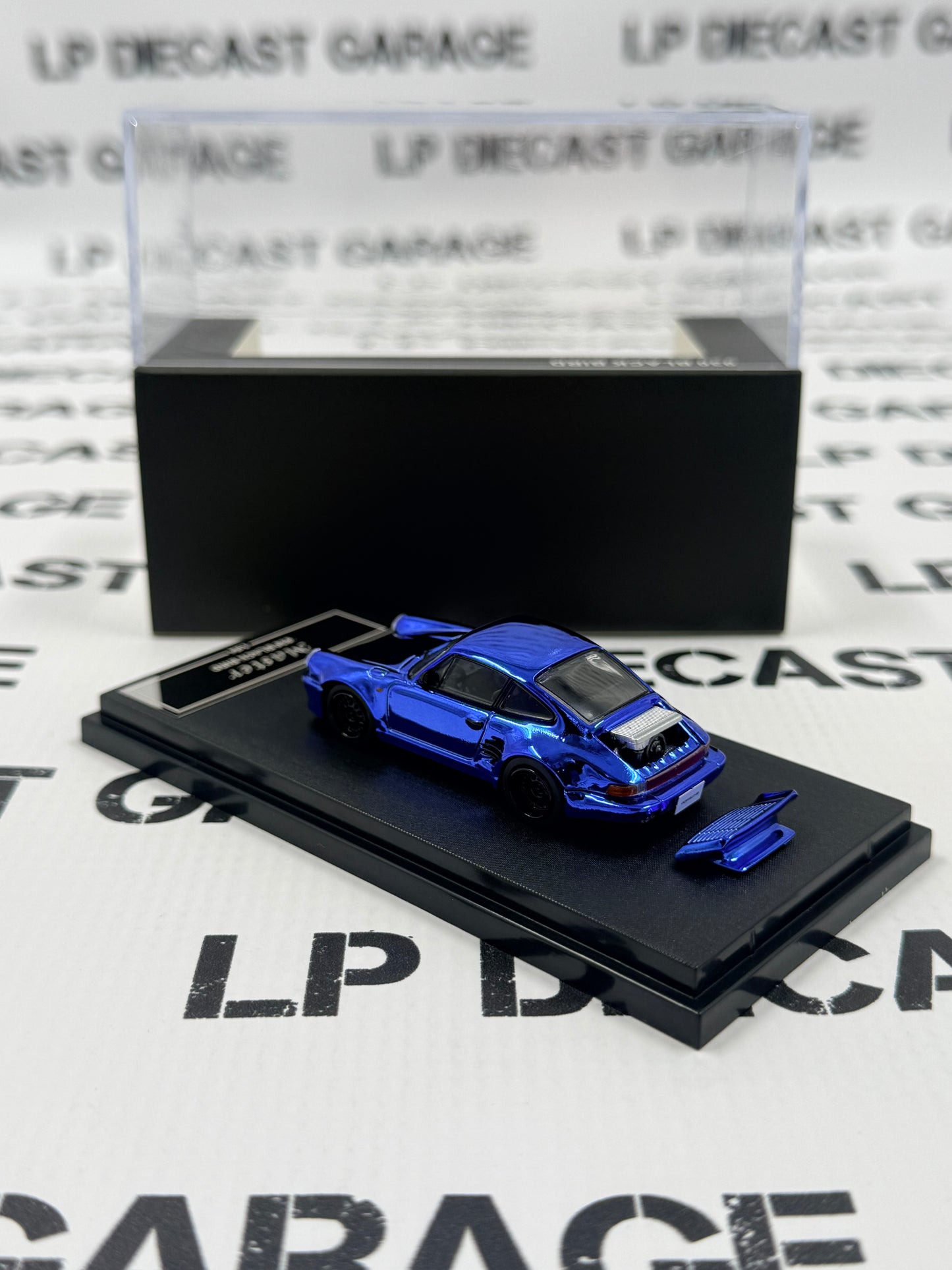 MASTER Porsche 911 Turbo Black Bird Blue Chrome Electroplated 1:64 Diecast