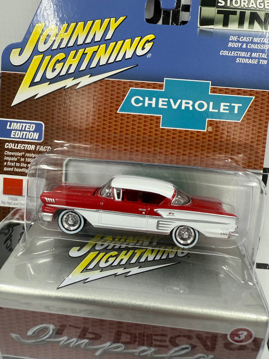 JOHNNY LIGHTNING 1958 Chevrolet Impala Red 1:64 Diecast Collector Tins