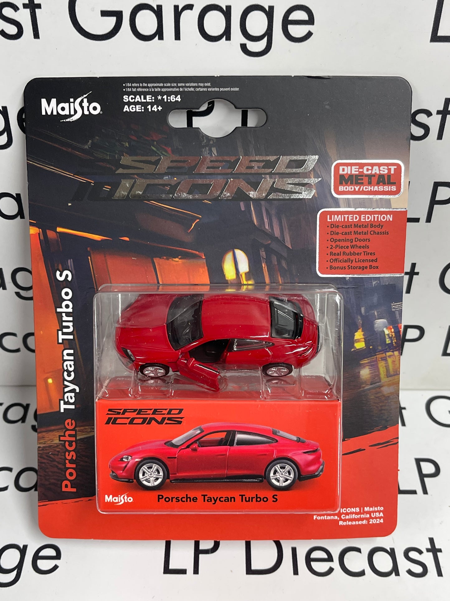 MAISTO Porsche Taycan Turbo S Red Speed Icons 1:64 Diecast