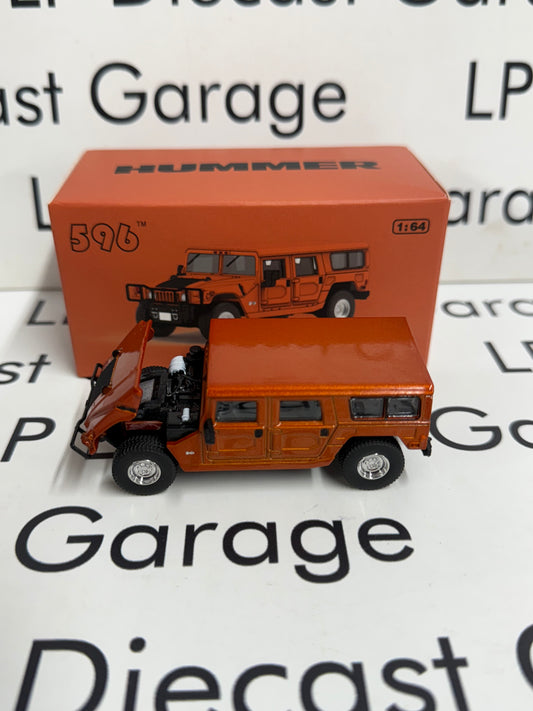596 Model Hummer H1 Metallic Orange 1:64 Diecast Opening Hood