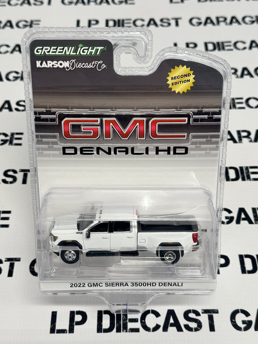 GREENLIGHT 2022 GMC Sierra 3500HD Denali White 1:64 Diecast Karson Exclusive