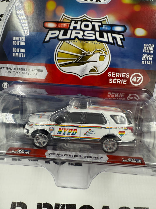 GREENLIGHT 2016 Ford Explorer Police NYPD Pride 1:64 Diecast Hot Pursuit