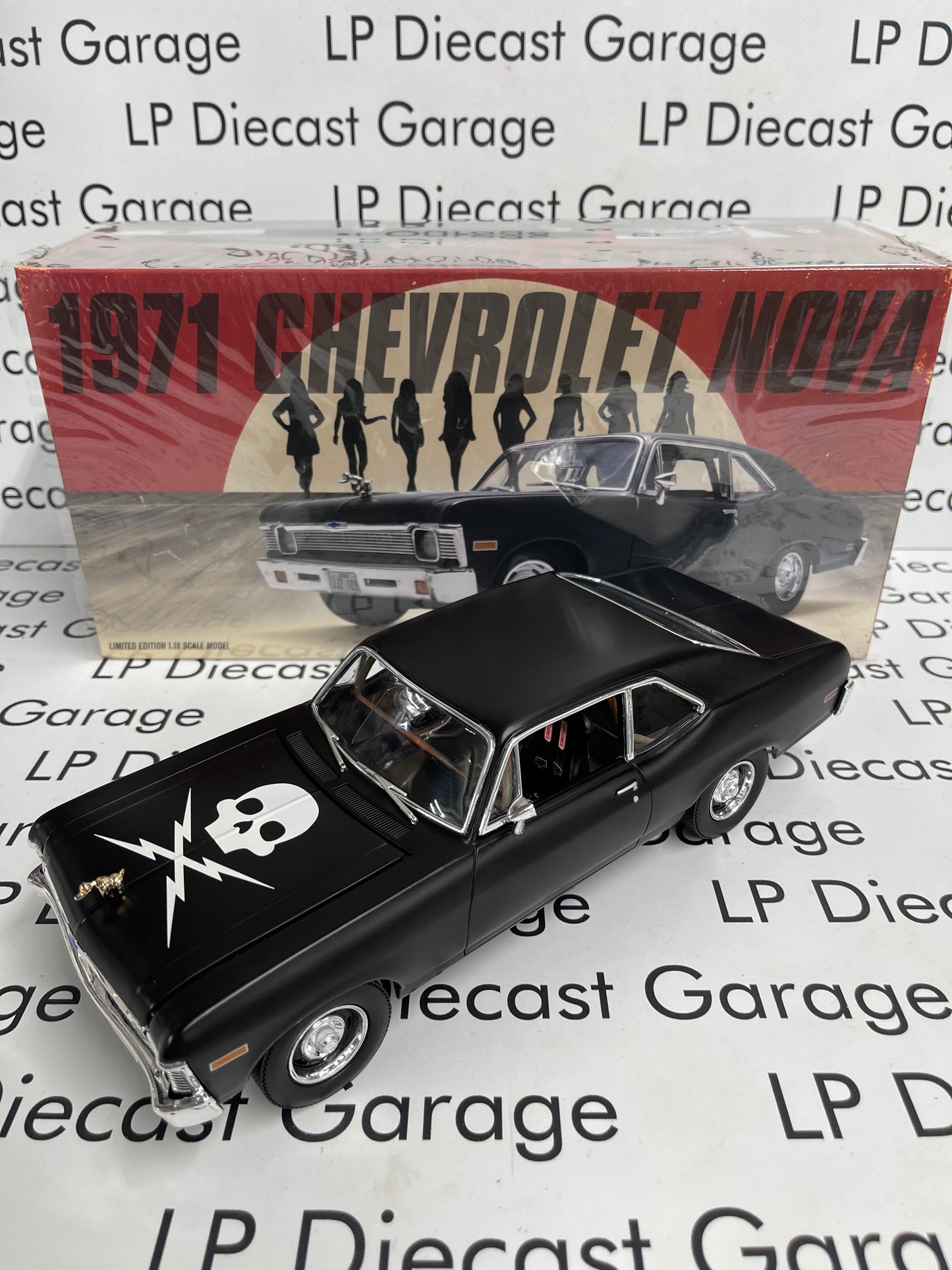GMP 1971 Chevrolet Nova Death Proof Matte Black 1:18 Diecast 18925