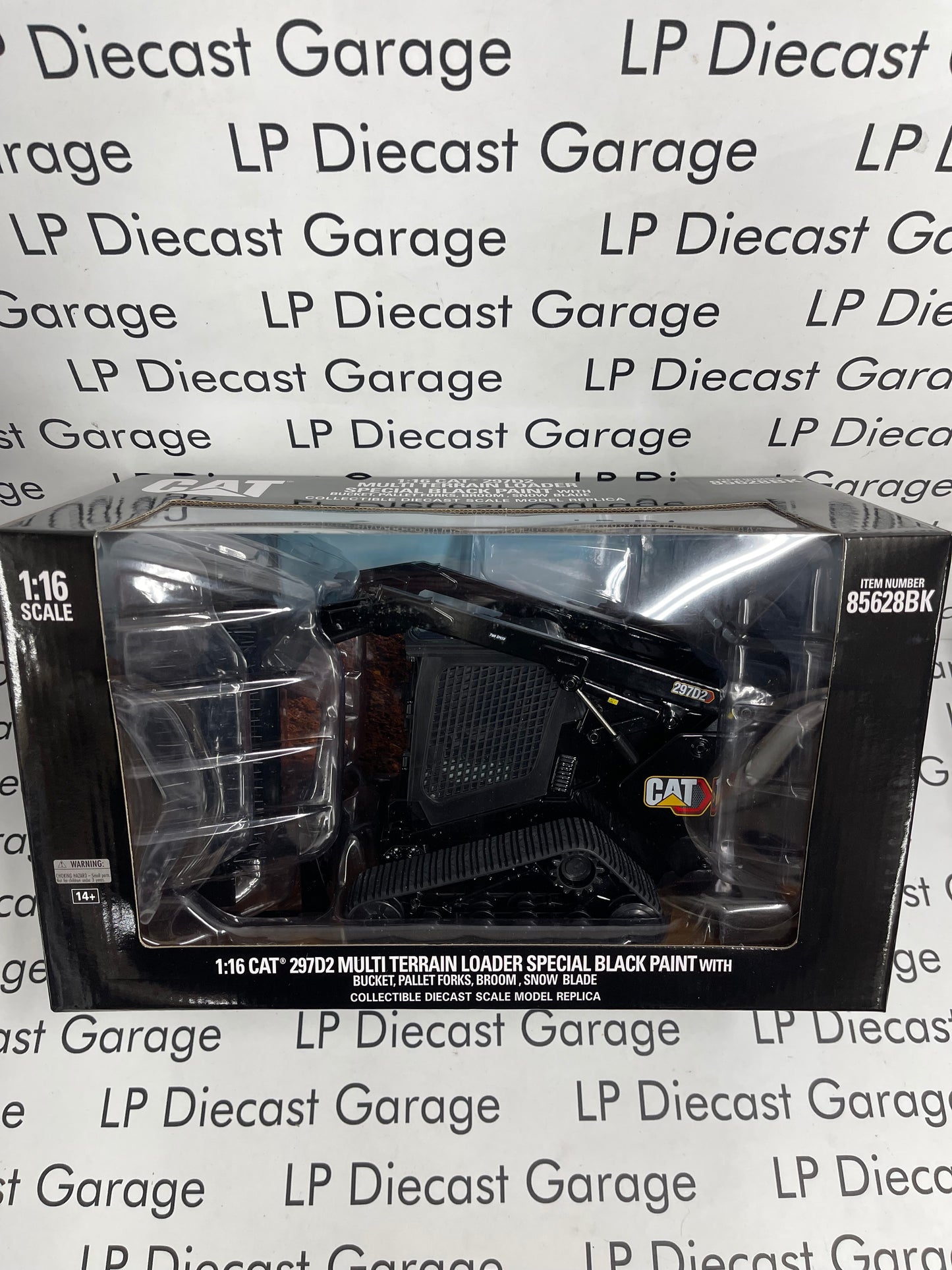 DIECAST MASTERS CAT 297D2 Multi Terrain Loader w/ Attachments BLACK 1:16 Diecast