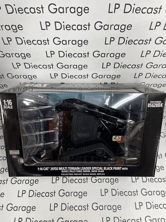 DIECAST MASTERS CAT 297D2 Multi Terrain Loader w/ Attachments BLACK 1:16 Diecast