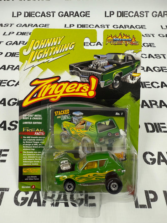 JOHNNY LIGHTNING 1971 AMC Gremlin Zingers Green Yellow Flames 1:64 Diecast