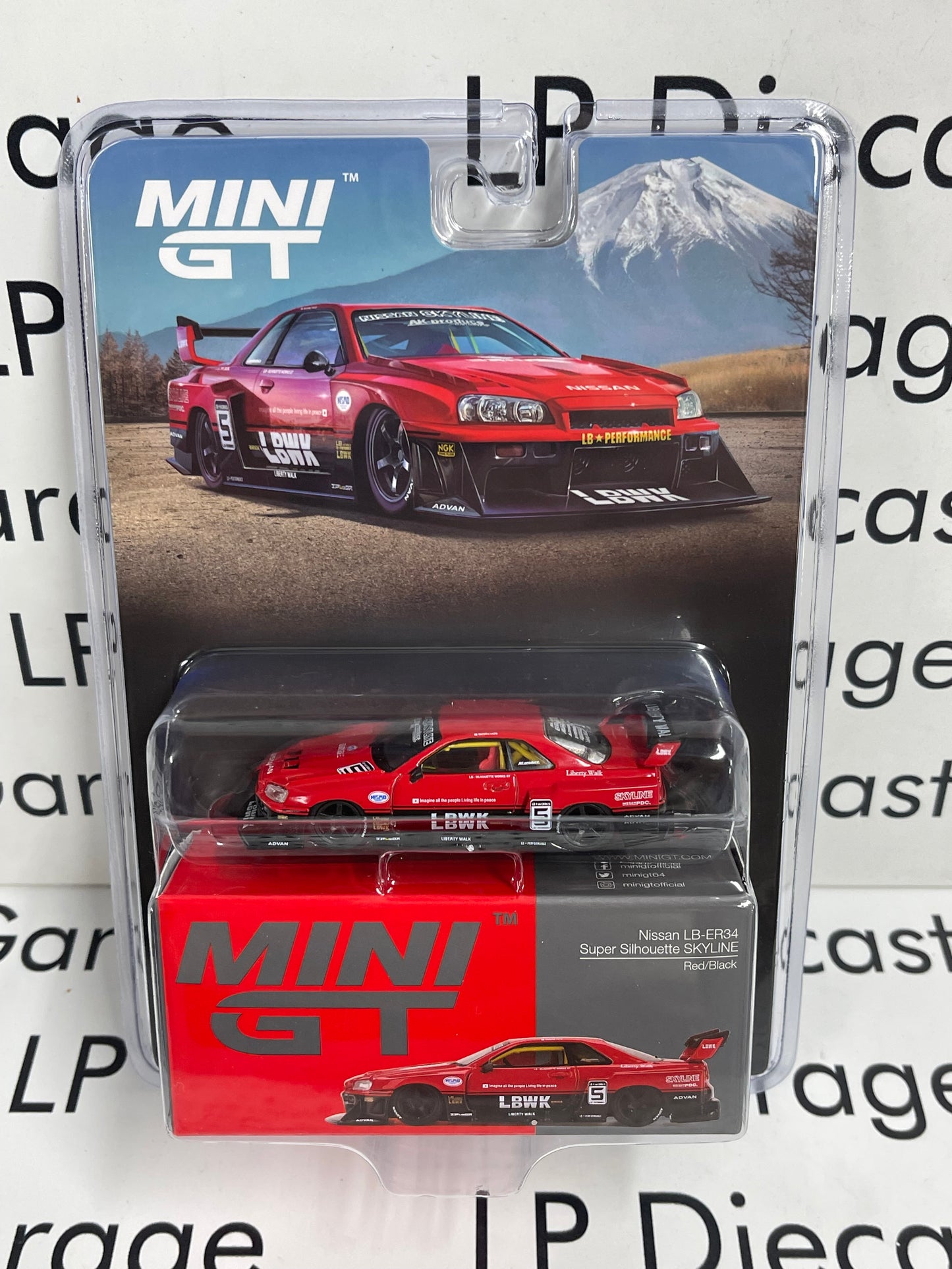 MINI GT Nissan LB-ER34 Super Silhouette Skyline Red 1:64 Diecast MiJo