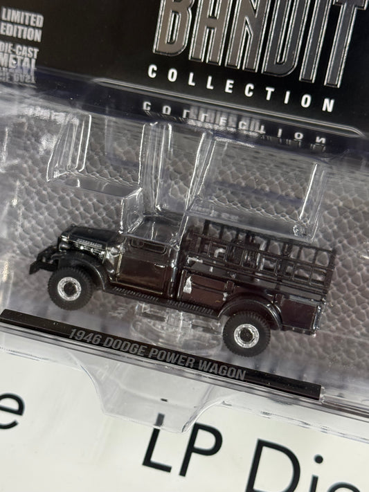CHROME CHASE GREENLIGHT 1946 Dodge Power Wagon Fire Truck 1:64 Diecast Black Bandit