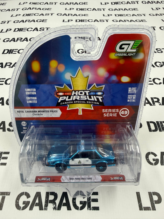 CHROME CHASE 1991 Ford Mustang Royal Canadian Mounted Police 1:64 Diecast Hot Pursuit