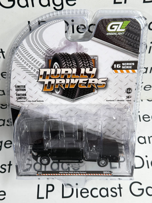 GREENLIGHT 2023 Ram 3500 Flatbed Black 1:64 Diecast Dually Drivers