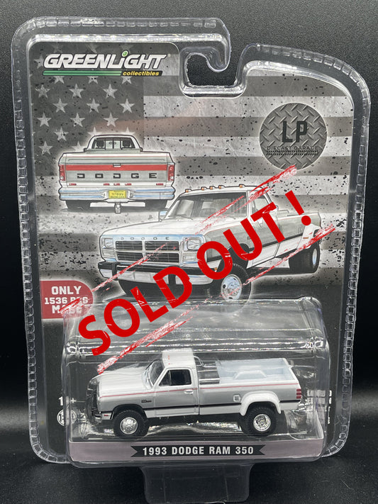 GREENLIGHT 1993 Dodge Ram 350 Dually Cummins Diesel WHITE LP Diecast Garage Exclusive 1:64 Diecast Promo