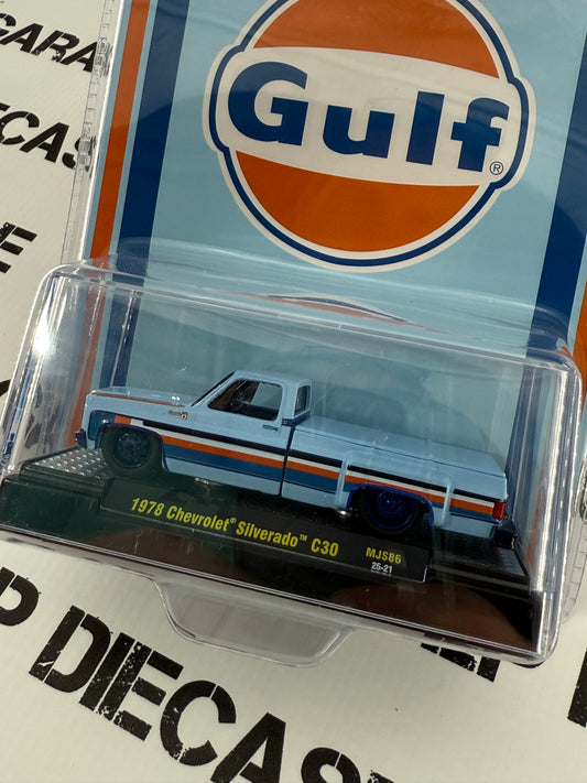 CHASE M2 1978 Chevrolet Silverado C30 Dually Gulf Truck 1:64 Diecast MiJo
