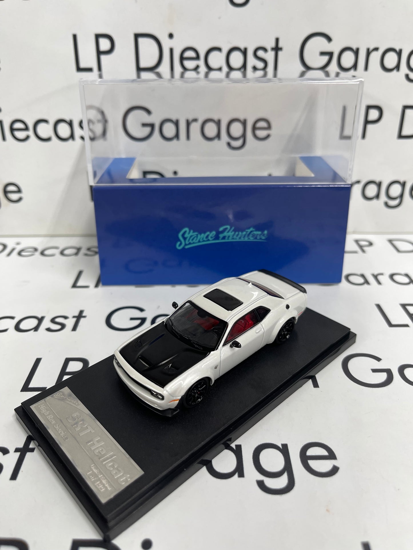 STANCE HUNTERS 2023 Dodge Challenger SRT White w/ Black Hood 1:64 Diecast