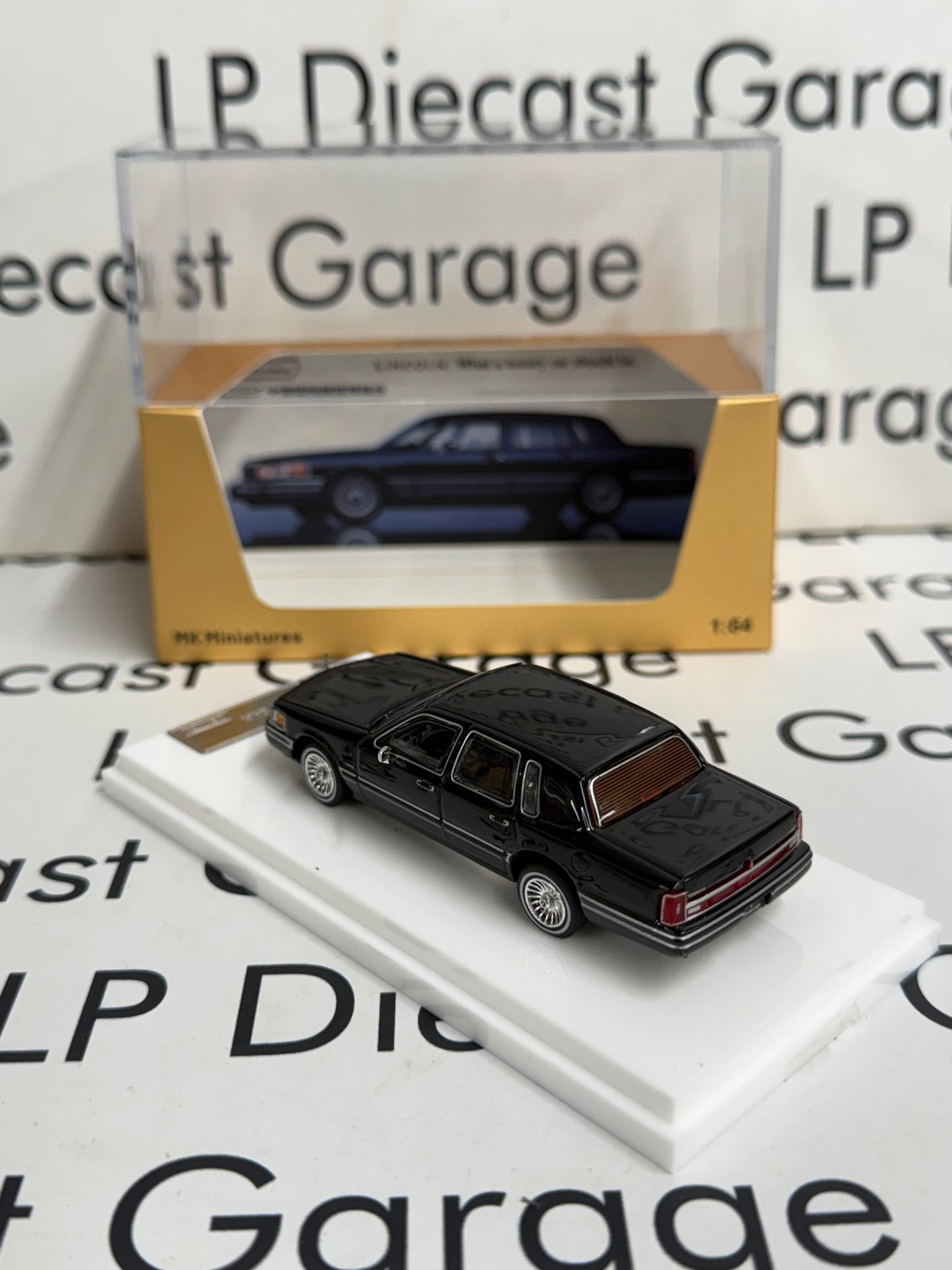 MK Miniatures 1992 Lincoln Town Car Luxury Black 1:64 Diecast