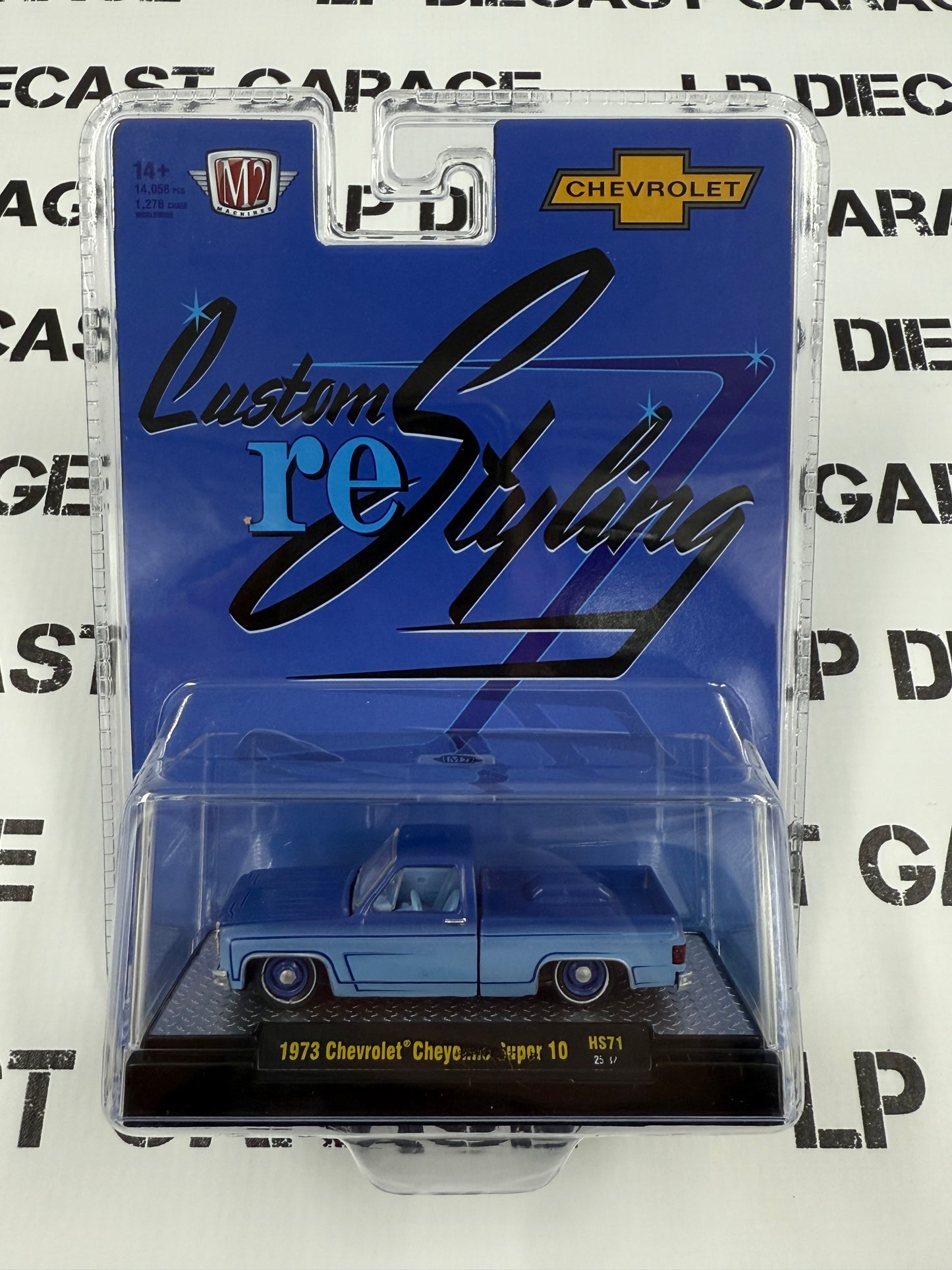 M2 1973 Chevrolet Cheyenne Super 10 Blue 1:64 Diecast Custom Restyling