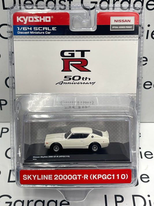KYOSHO White Nissan Skyline 2000GT-R (KPGC110) 50th Anniversary 1:64 Diecast