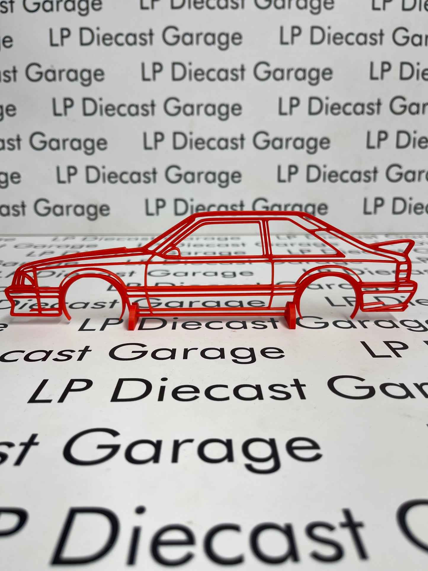3D Printed Customs 87-93 Ford Mustang GT Silhouette Red 9" Not Diecast