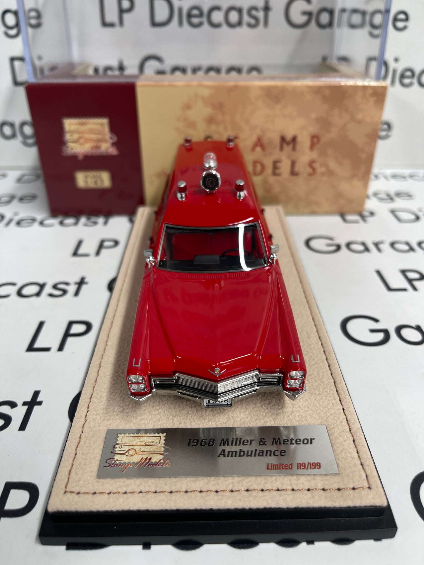 STAMP MODELS 1968 Cadillac Miller Meteor Ambulance Red 1:43 Scale Resin Model