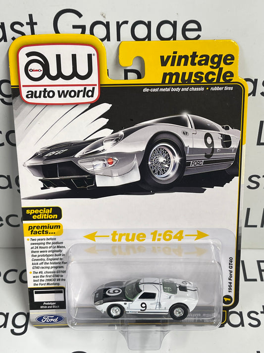 AUTO WORLD 1965 Ford GT40 White 1:64 Diecast Vintage Muscle