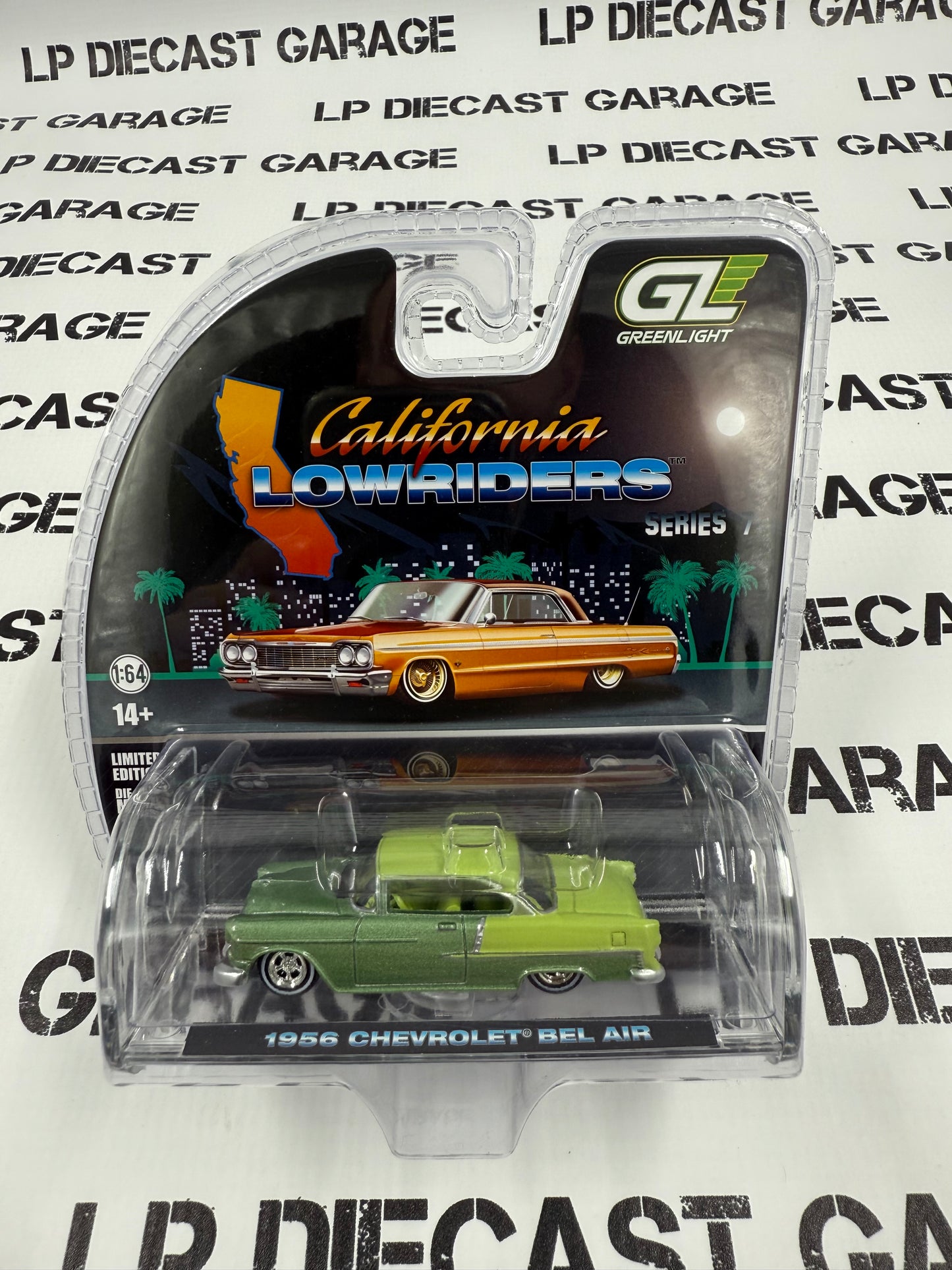 GREENLIGHT 1956 Chevrolet Bel Air Green 1:64 Diecast California Lowriders