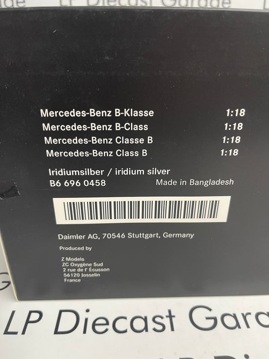 Z Models Mercedes Benz B Class Silver 1:18 Diecast Dealer Version