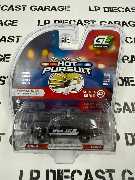 GREENLIGHT 2023 Ford Explorer Police Whitestown Indiana 1:64 Diecast Hot Pursuit