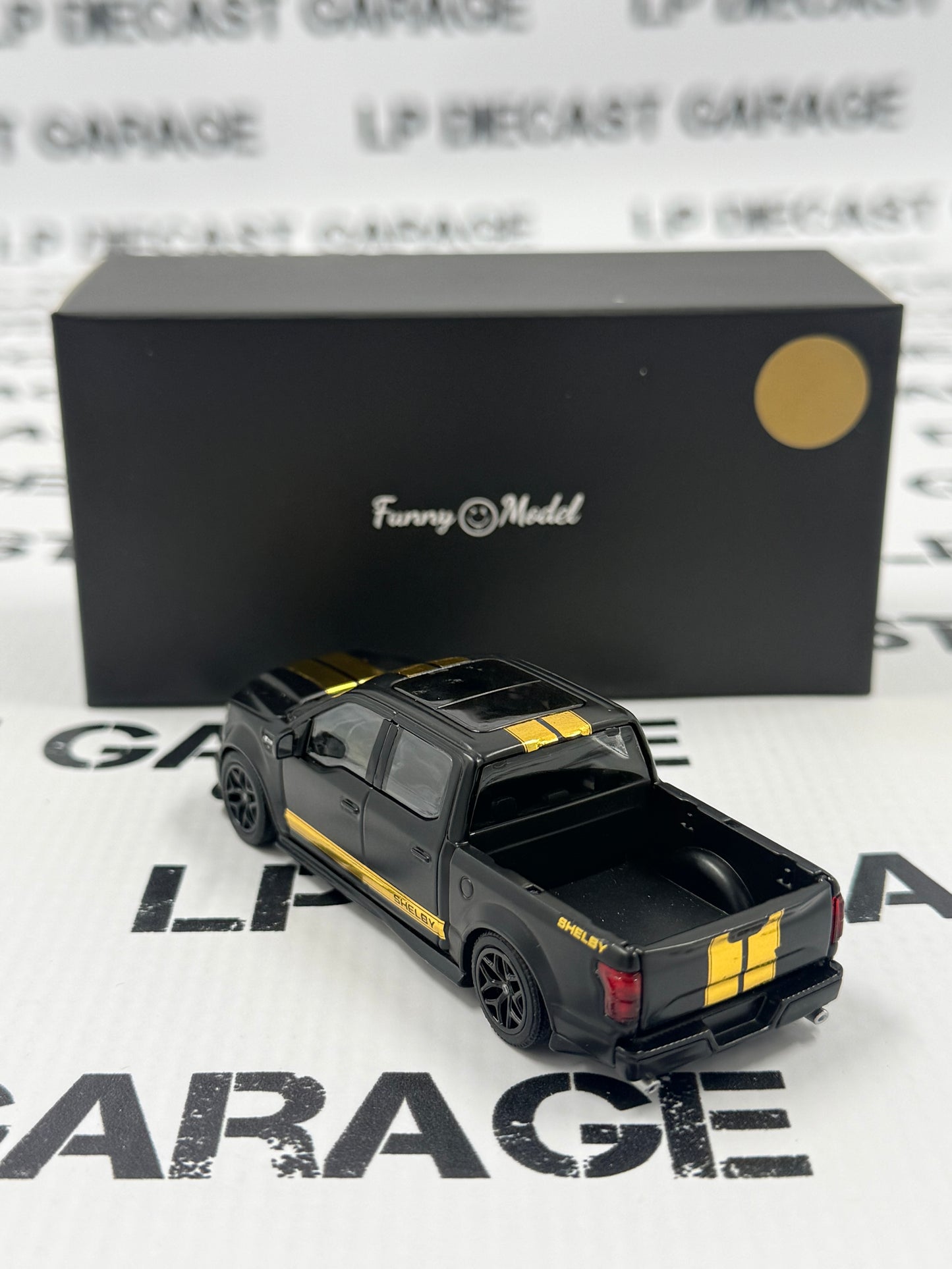 FUNNY MODELS Ford F-150 Shelby Super Snake Black w/ Gold Stripe 1:64 Diecast