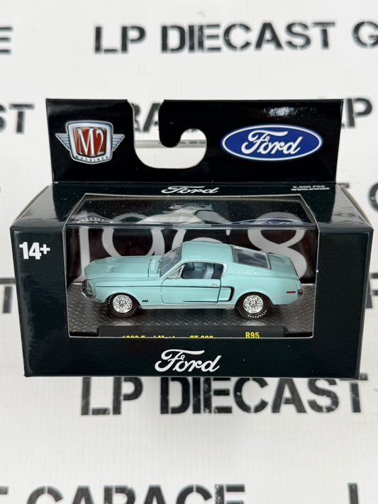 M2 1968 Ford Mustang GT 390 Light Blue 1:64 Diecast Detroit Muscle