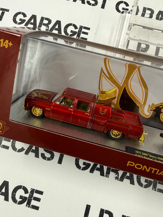 CHASE M2 Haulers 1977 GMC Sierra 3500 & Pontiac Firebird Red 1:64 Diecast