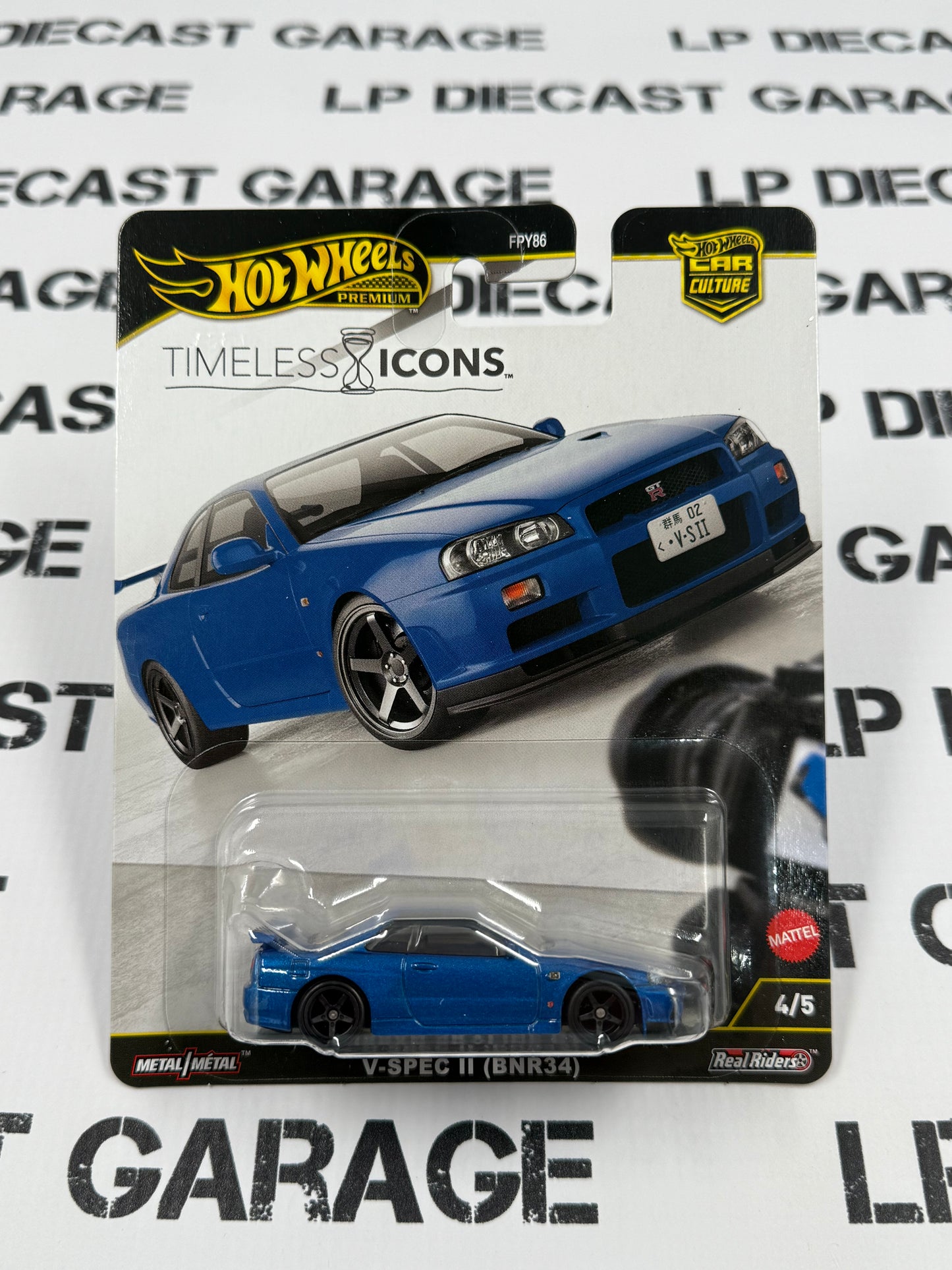 HOT WHEELS Nissan Skyline GT-R V-Spec II BNR34 Blue 1:64 Diecast Timeless Icons