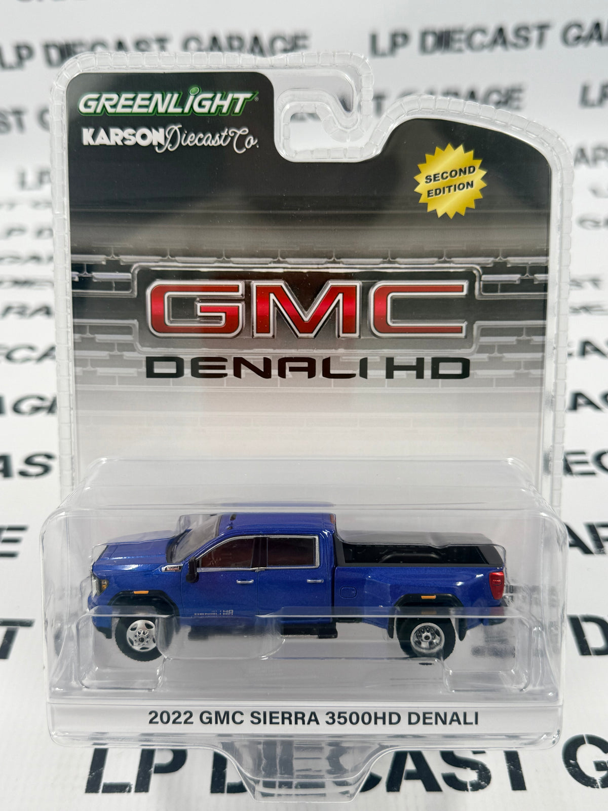 GREENLIGHT 2022 GMC Sierra 3500HD Denali Blue Dually 1:64 Diecast Exclusive