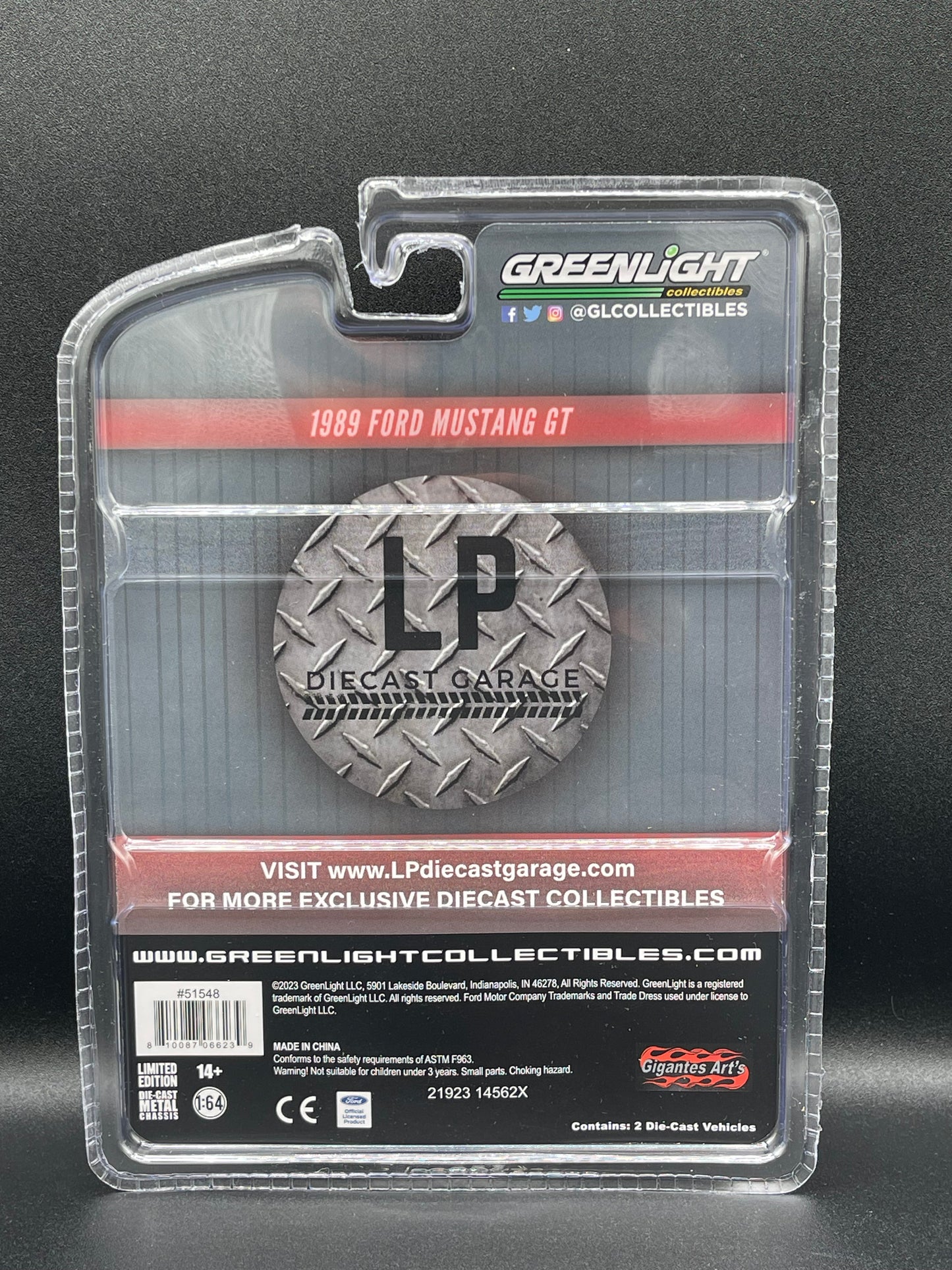 GREENLIGHT 1989 Ford Mustang GT 2 Pack Black & Pink LP Exclusive 1:64 Diecast Promo