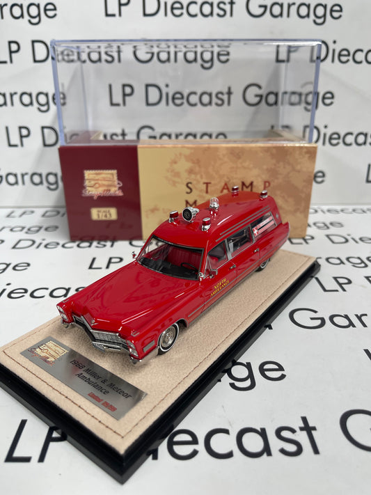 STAMP MODELS 1968 Cadillac Miller Meteor Ambulance Red 1:43 Scale Resin Model