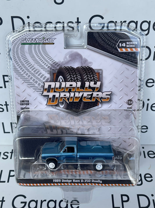 GREENLIGHT 1989 Dodge Ram D-350 Blue 1:64 Diecast Dually Drivers