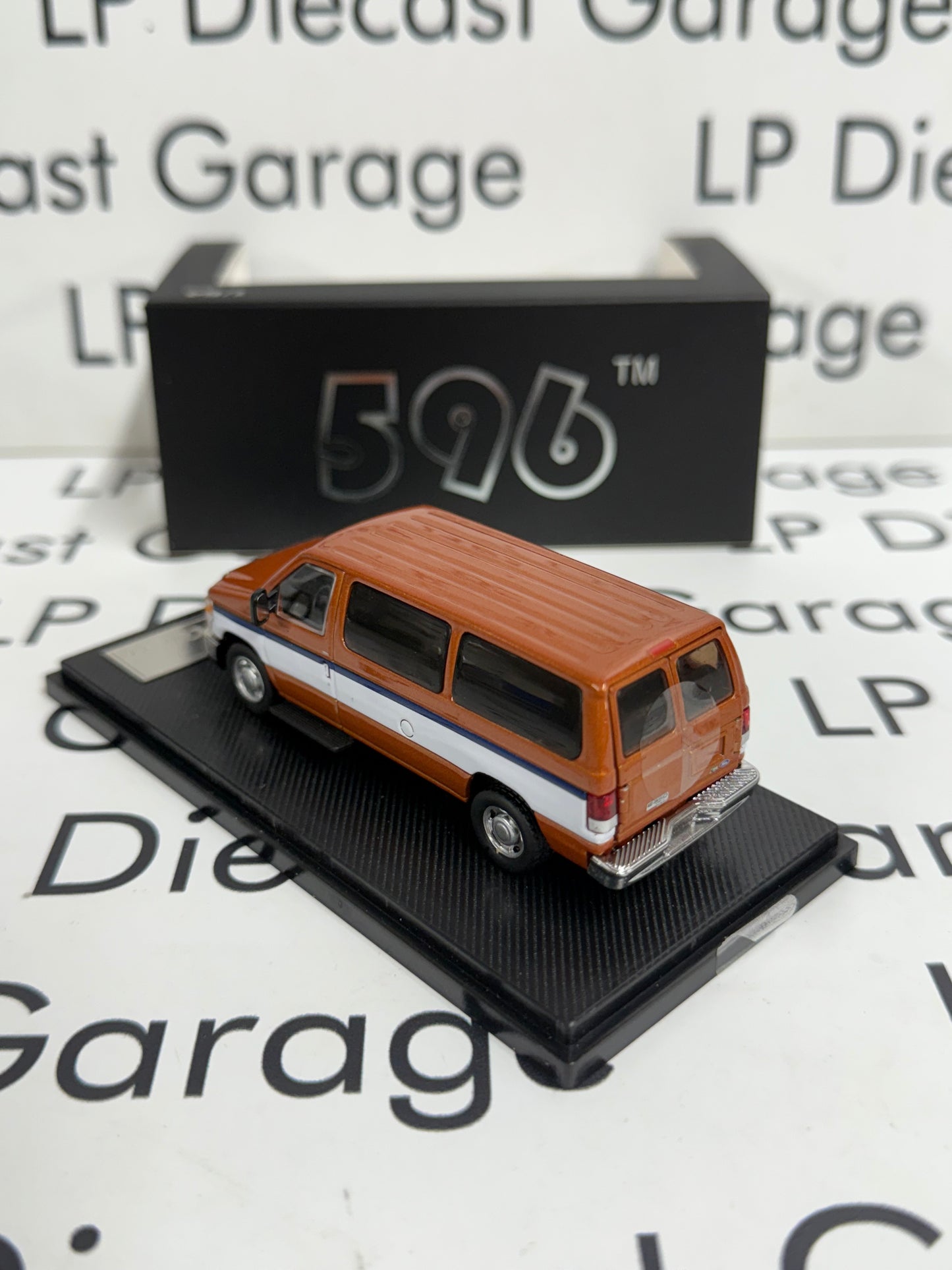 596 Model Ford E-350 Van Copper w/ White Stripe 1:64 Diecast Opening Rear Doors