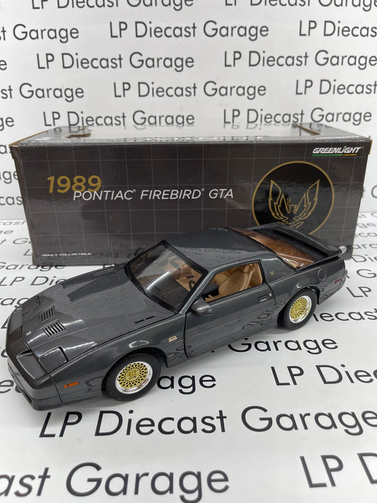 GREENLIGHT 1989 Pontiac Firebird GTA Grey w/ Tan Interior 1:18 Diecast