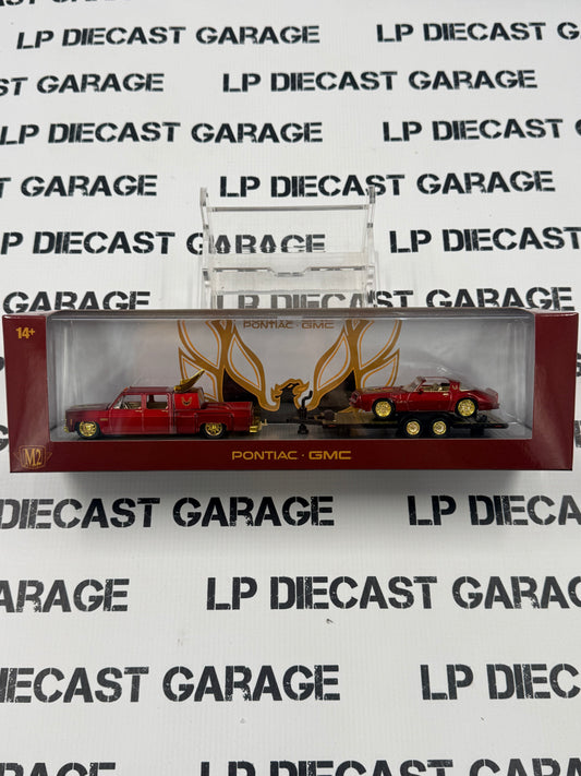 CHASE M2 Haulers 1977 GMC Sierra 3500 & Pontiac Firebird Red 1:64 Diecast