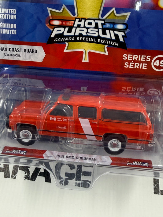 GREENLIGHT 1991 GMC Suburban Canadian Coast Guard 1:64 Diecast Hot Pursuit
