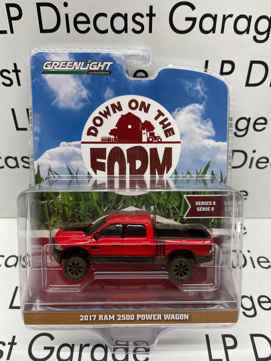 GREENLIGHT 2017 Ram 2500 Power Wagon Red w/ Mud Splatter Down on The Farm 1:64 Diecast