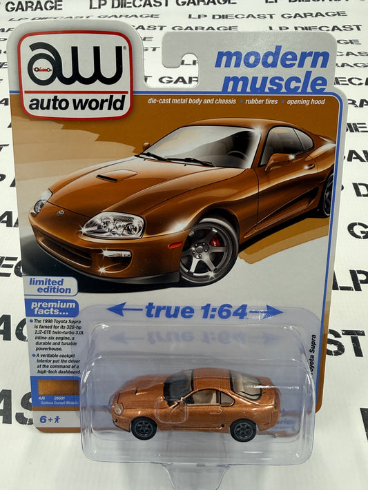 AUTO WORLD 1998 Toyota Supra Sedona Sunset 1:64 Diecast Modern Muscle