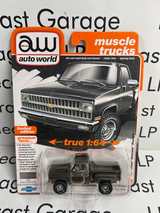 AUTO WORLD 1981 Chevrolet Silverado Graystone Poly 1:64 Diecast Muscle Trucks